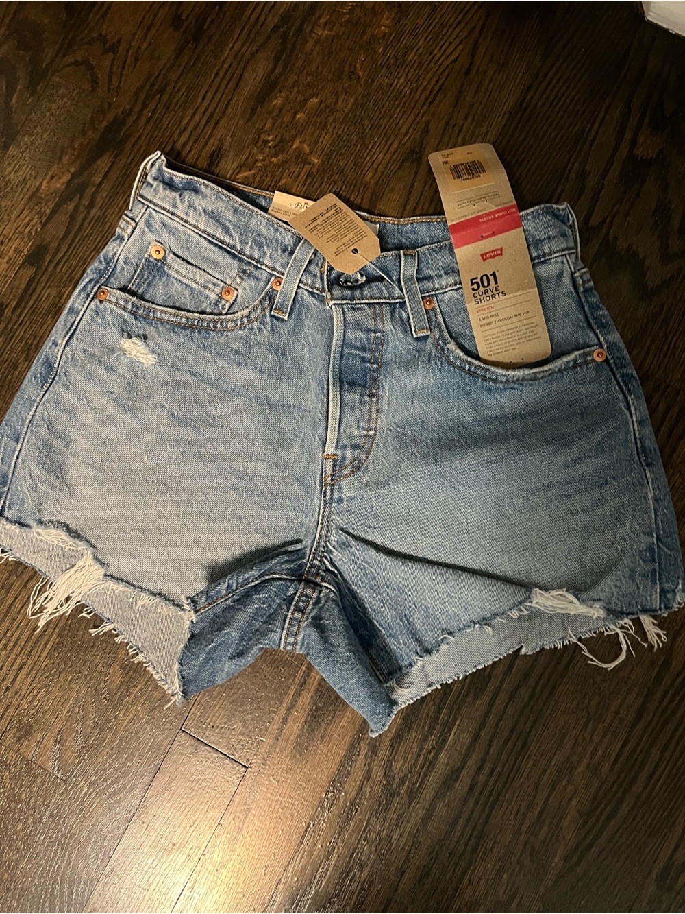 Levi's Light Blue Distressed Denim Cutoff Shorts